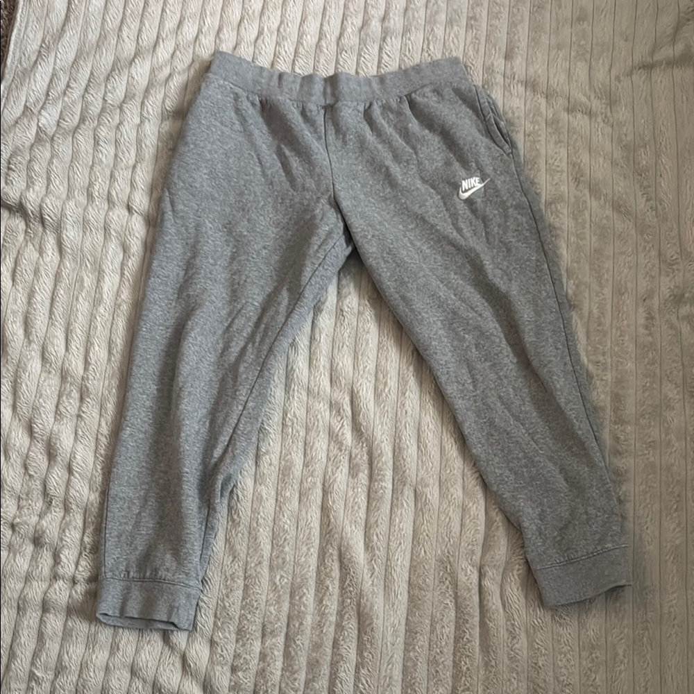 Nike Gray Joggers with Tapered Fit and Elastic Cuffs